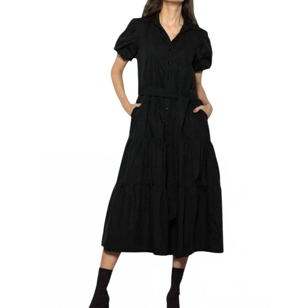 NEW MAUDE clara tiered maxi dress in black